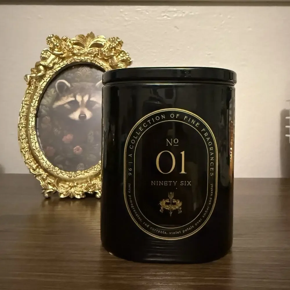 Ninety One No 01 Candle 10.1 Oz Black Glass Jar 2 Wick DW Home‎ Luxury Candle